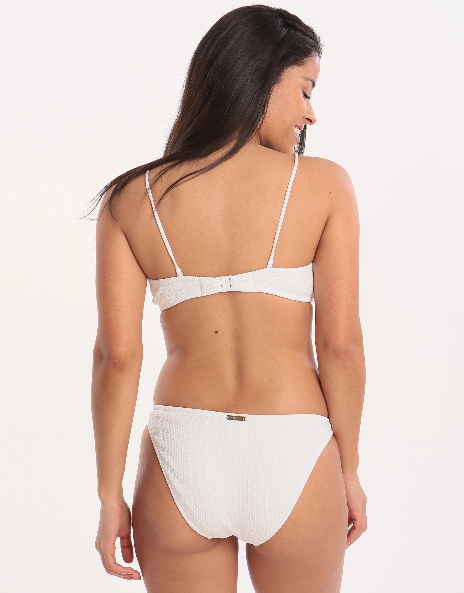 Retro Purity Zip Front Bralette Bikini Top - White