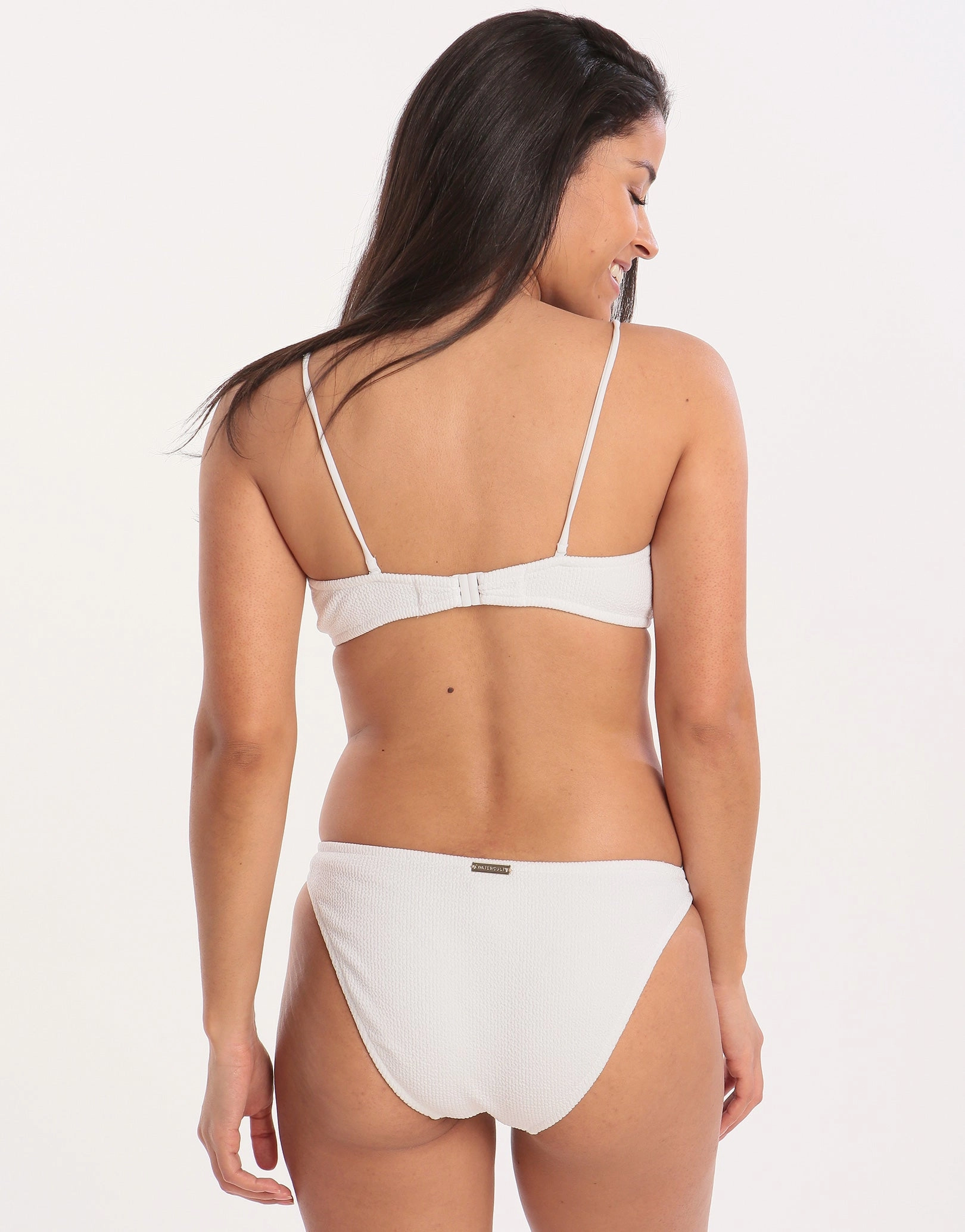 Retro Purity Zip Front Bralette Bikini Top - White