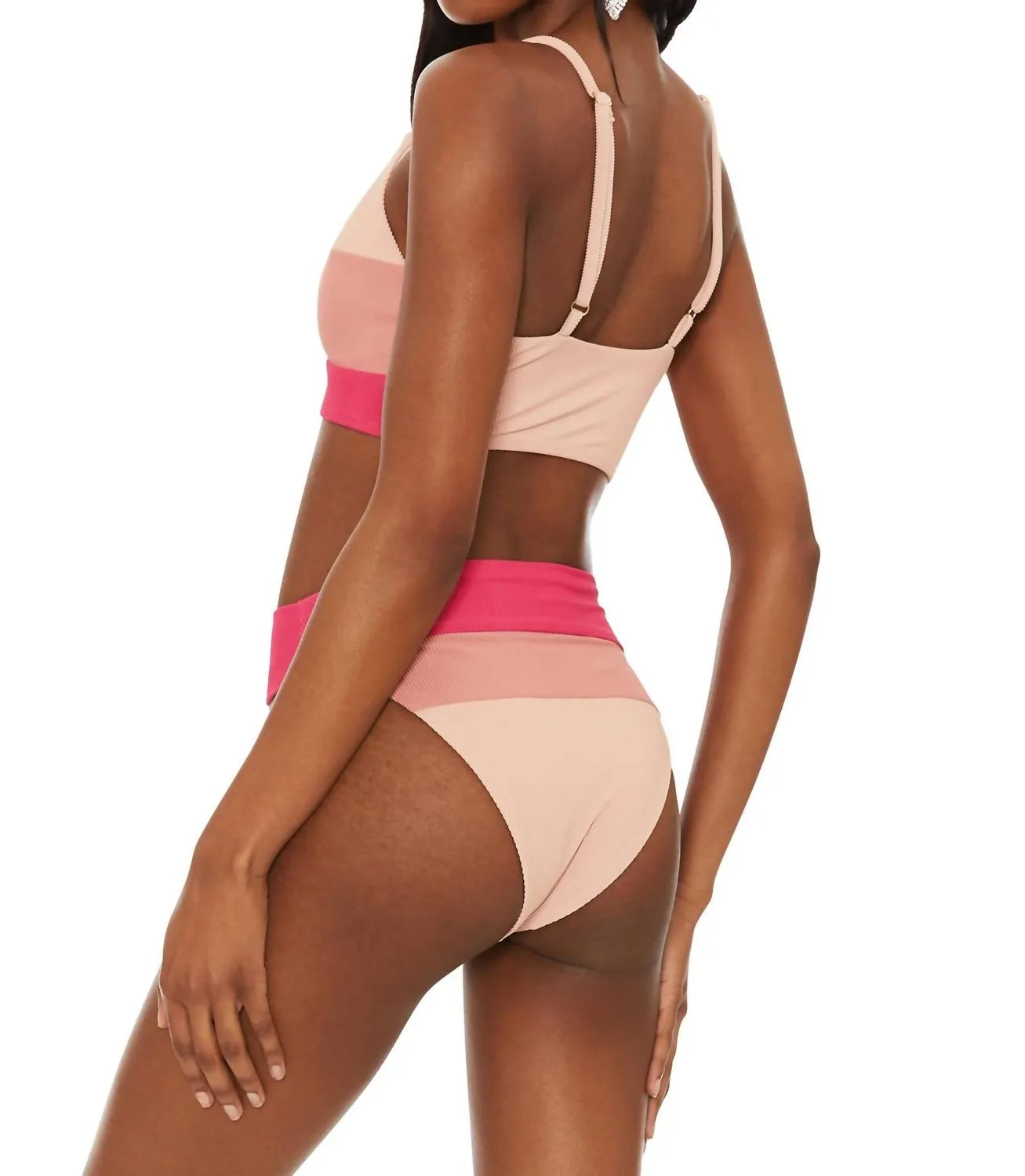 Riza Bikini Top In Rouge Color Block
