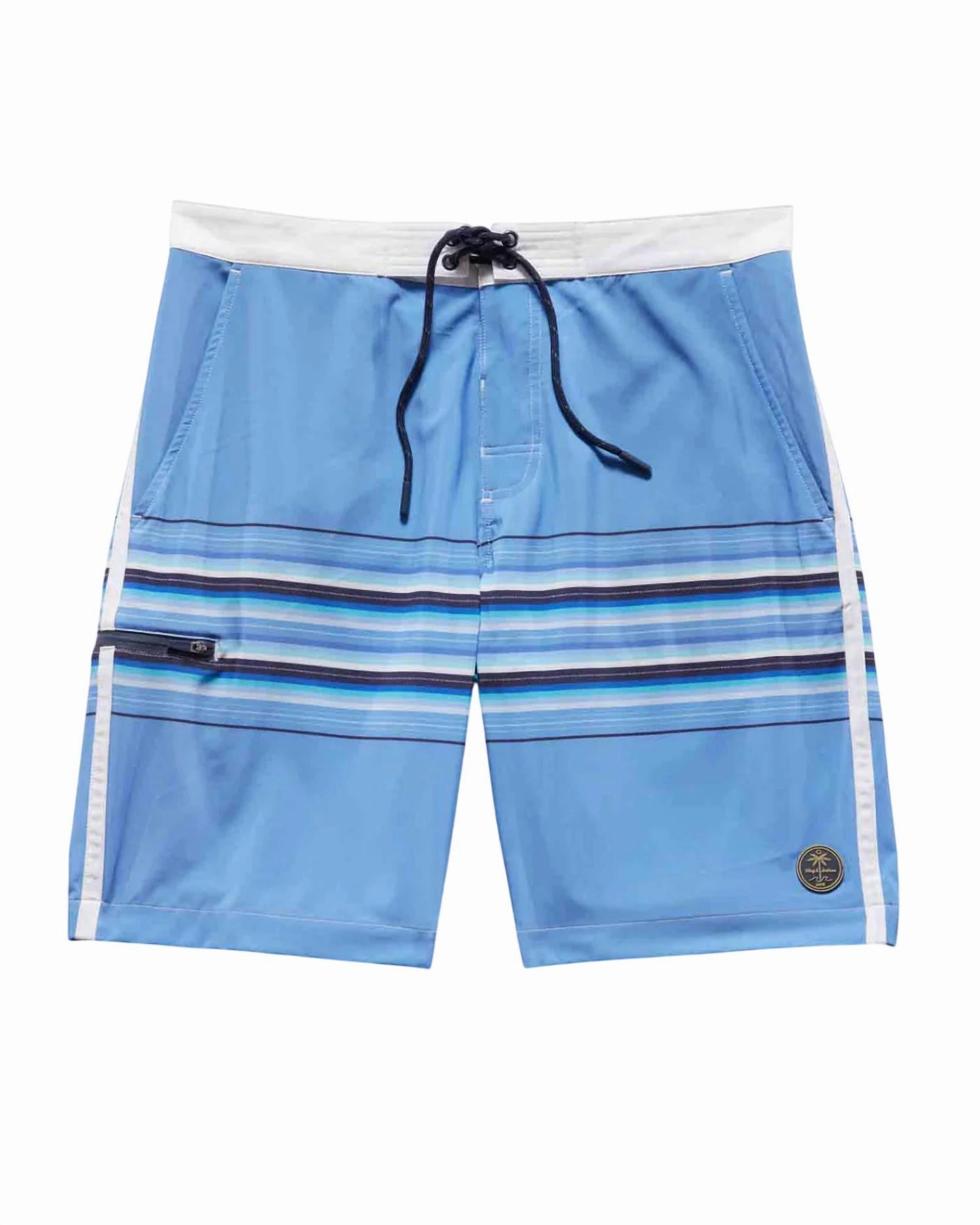 Rockaway Stripe 8" Board Shorts In Blue/white
