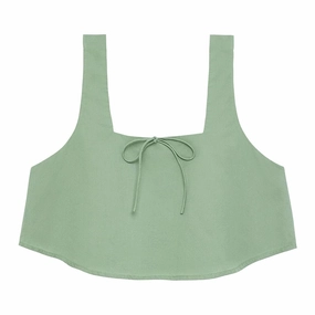 Sage Green Square Neck Crop Top