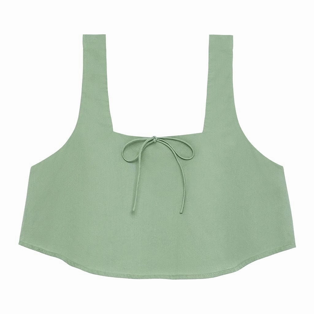 Sage Green Square Neck Crop Top