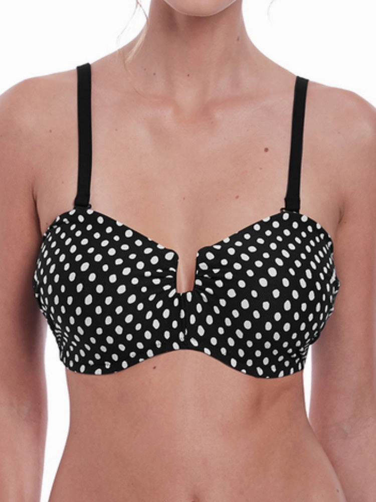 Santa Monica Bandeau Bikini Top - Black/White