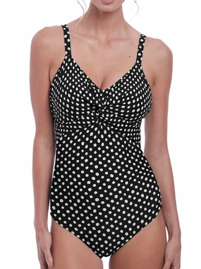 Santa Monica Twist Front Control Swimsuit - Black/White