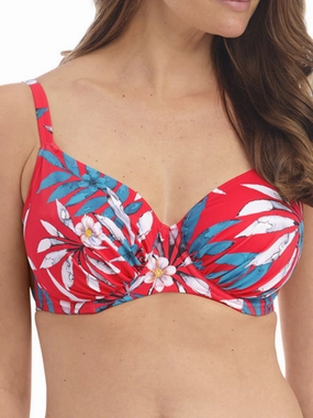 Santos Beach Gathered Full Cup Bikini Top - Pomegranate
