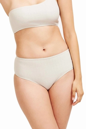Serena Mid-Rise Bikini Bottom In Platinum Texture Fabric