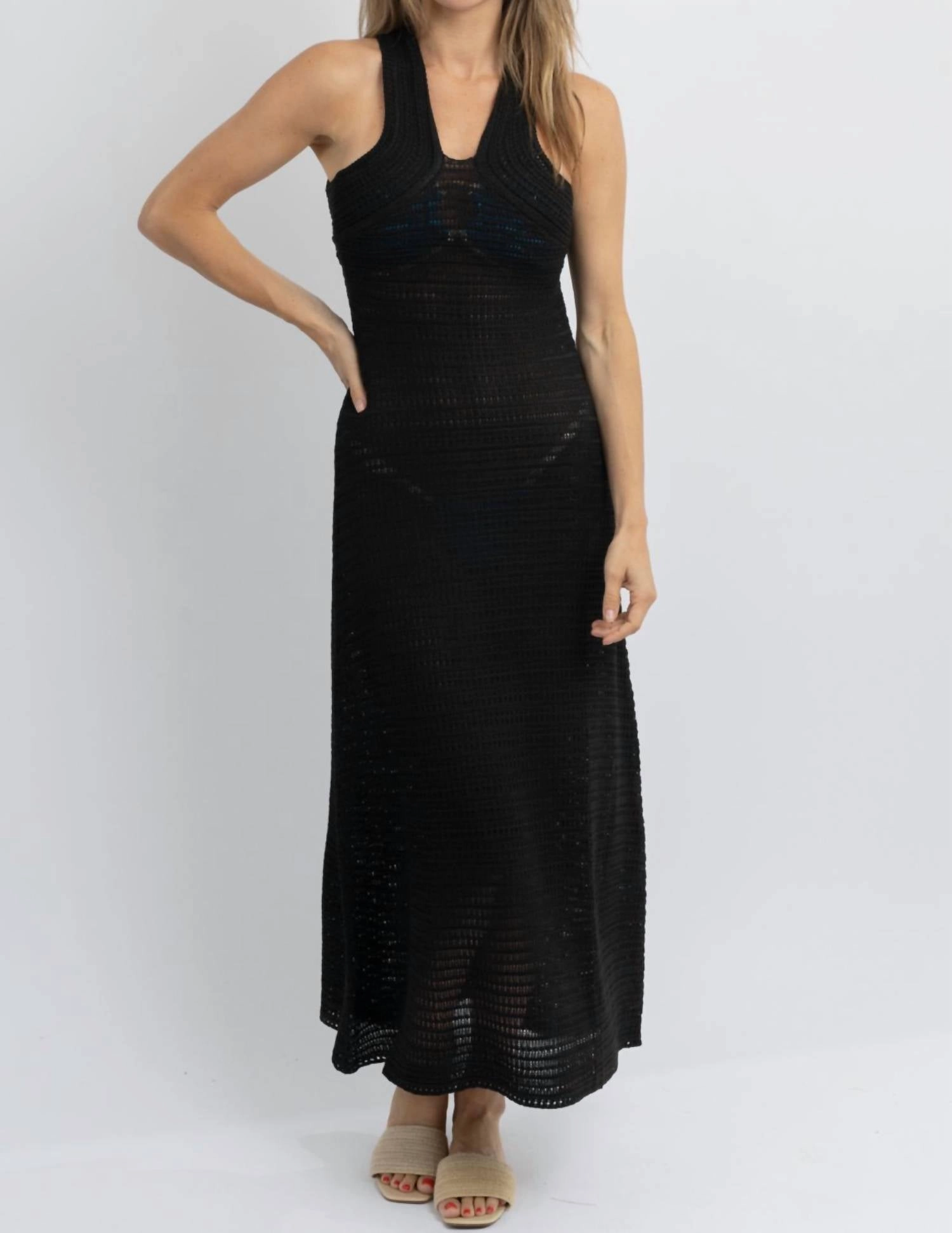 Shoreside Crochet Coverup Dress In Black