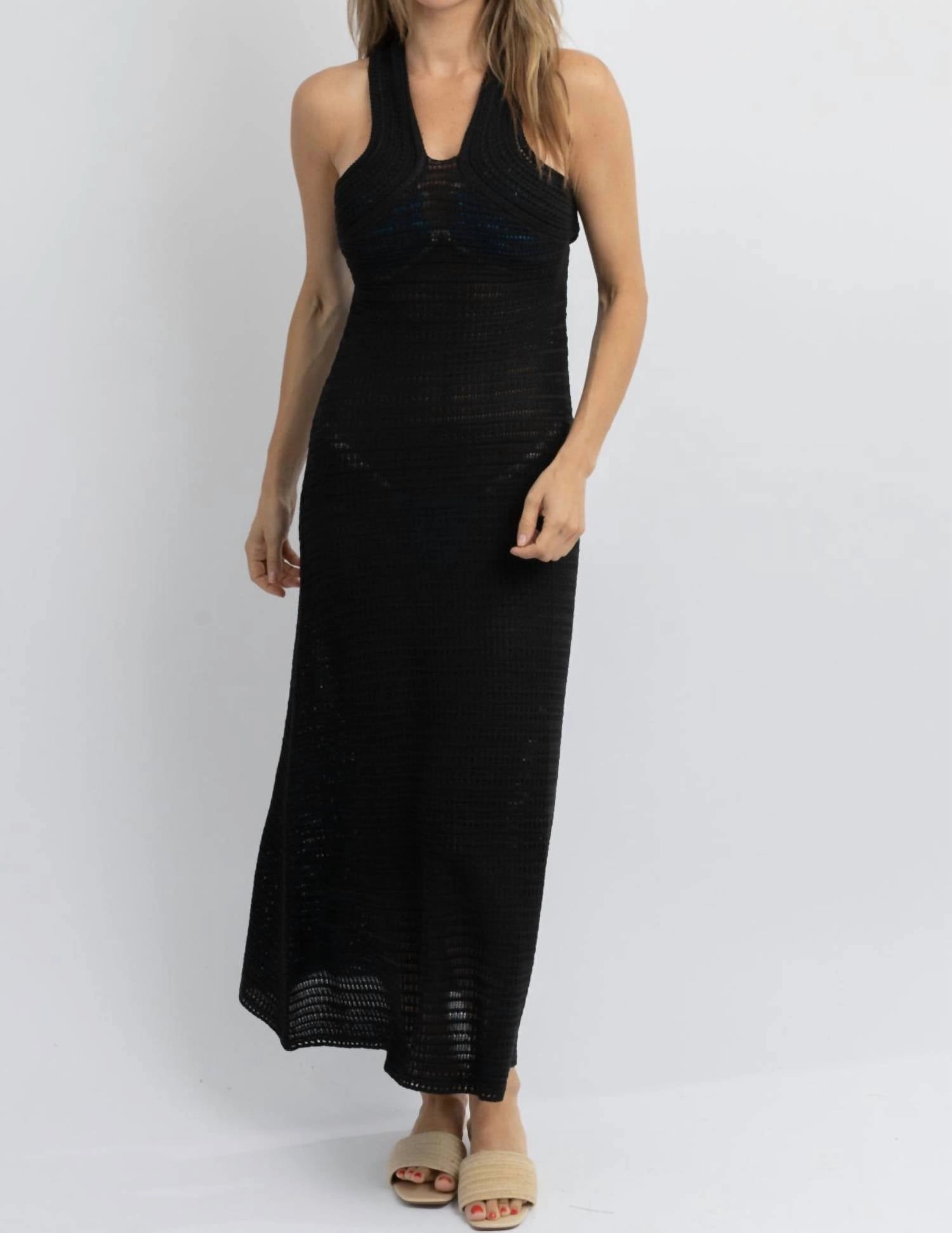 Shoreside Crochet Coverup Dress In Black