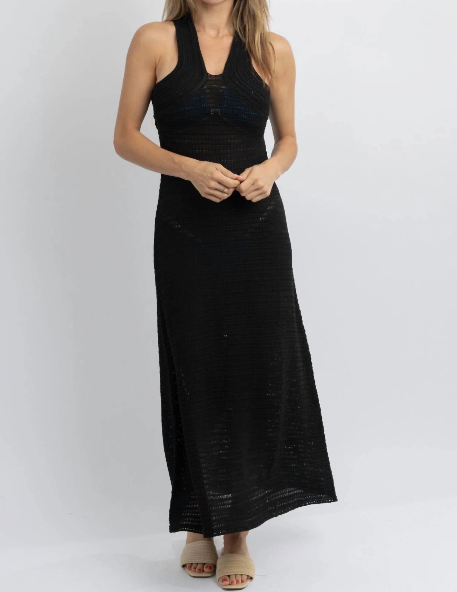 Shoreside Crochet Coverup Dress In Black