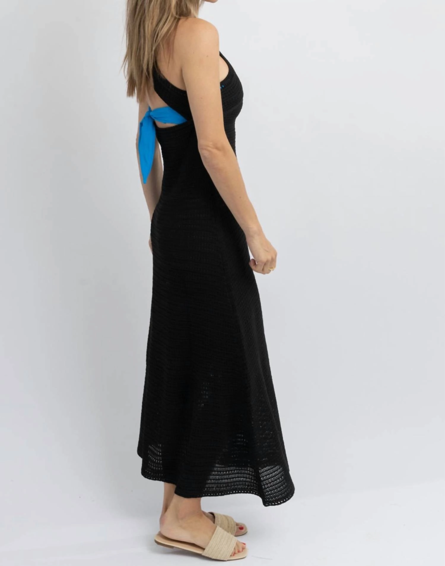 Shoreside Crochet Coverup Dress In Black