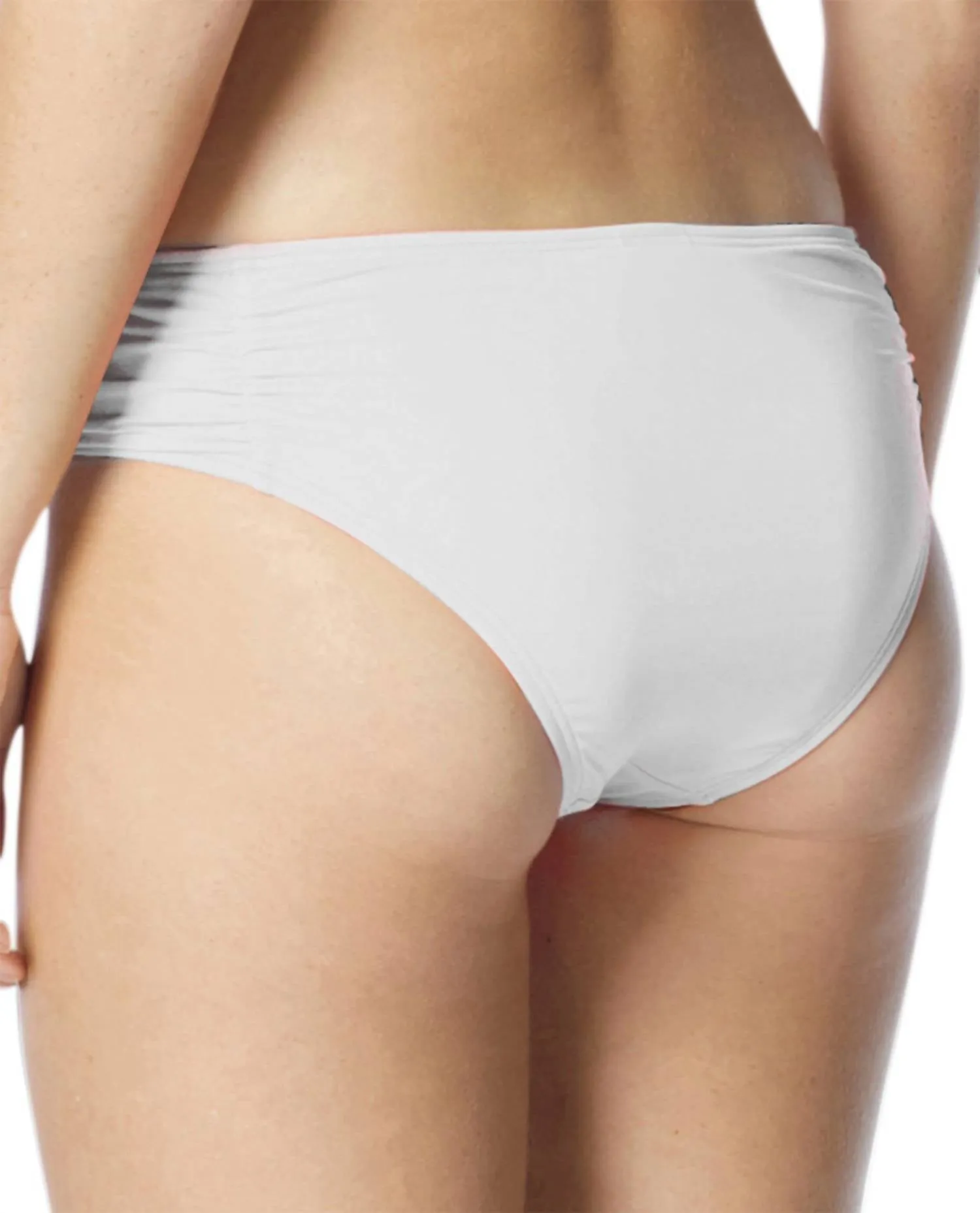 Side Shirred Bikini Bottom In Coc White