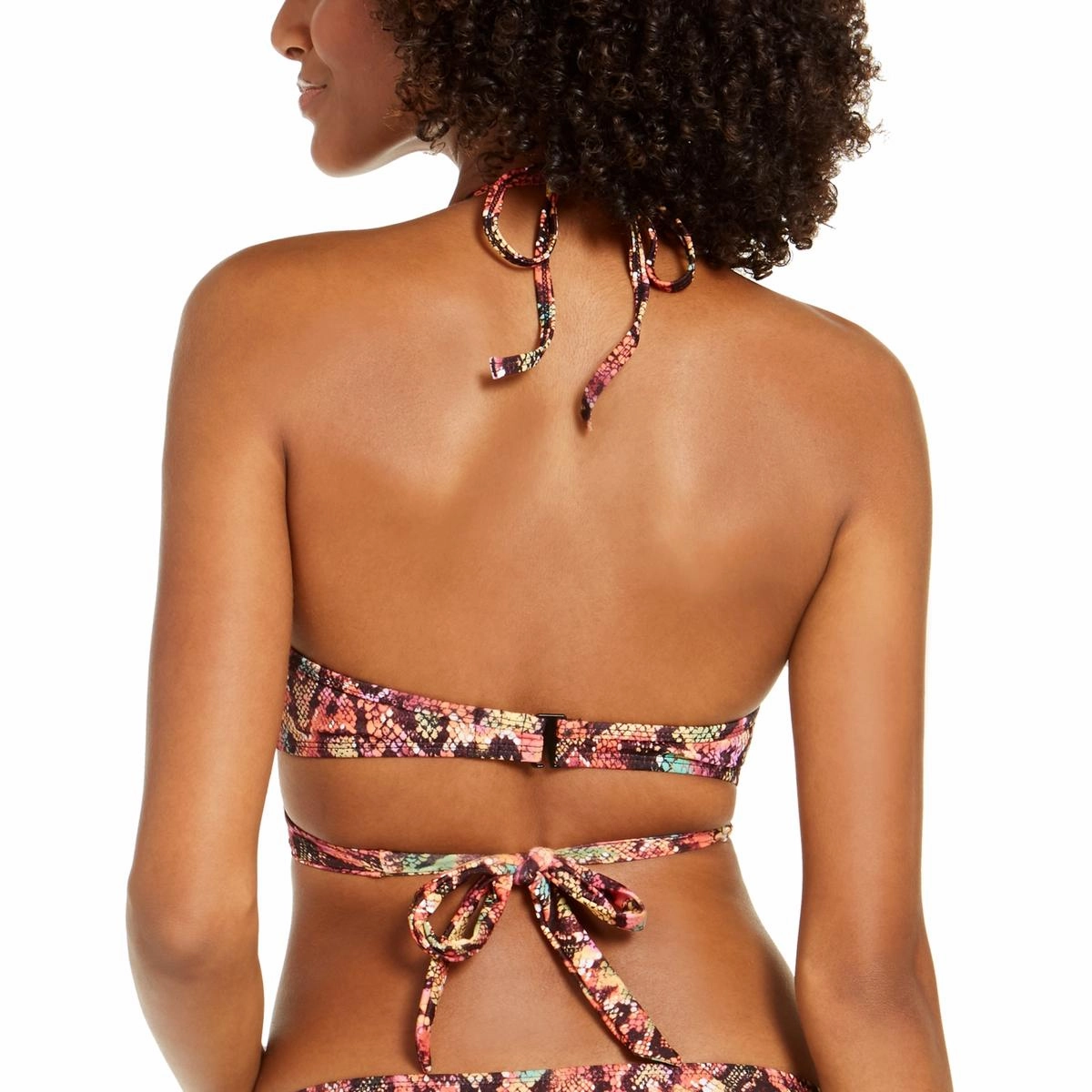 Simone Womens Halter Snake Print Swim Top Separates