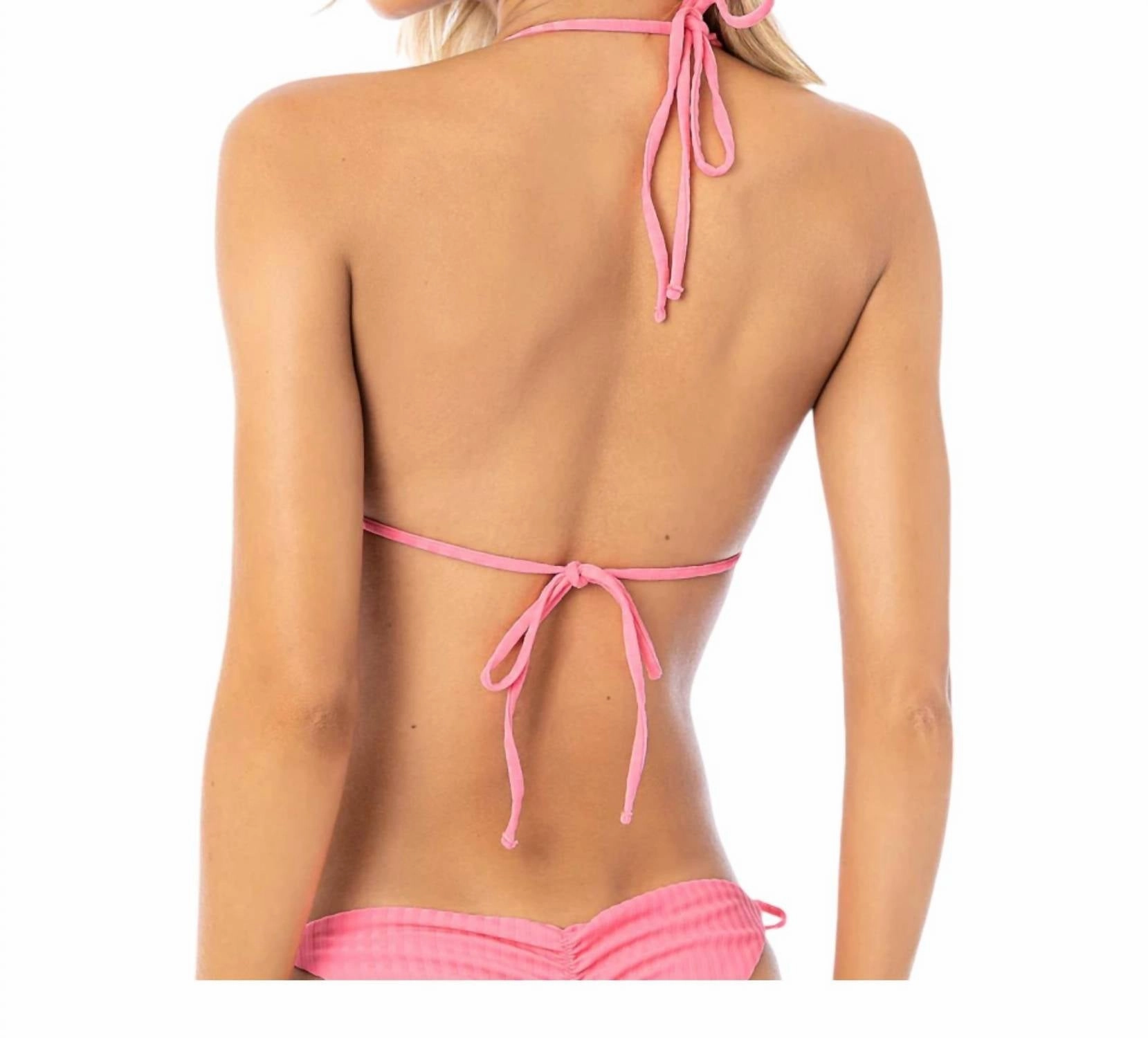 Sliding Triangle Bikini Top In Sea Pink Balmy
