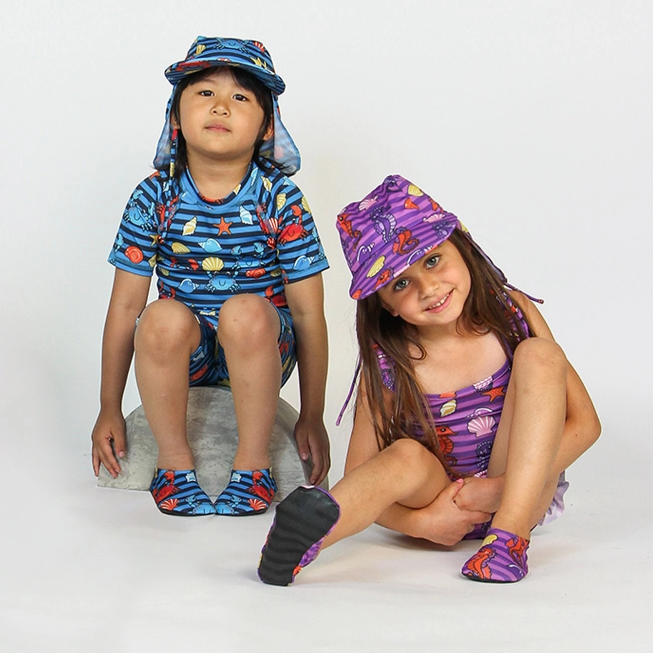 Sm?folk Spring Pink UV50 Sun Hat With Seahorses