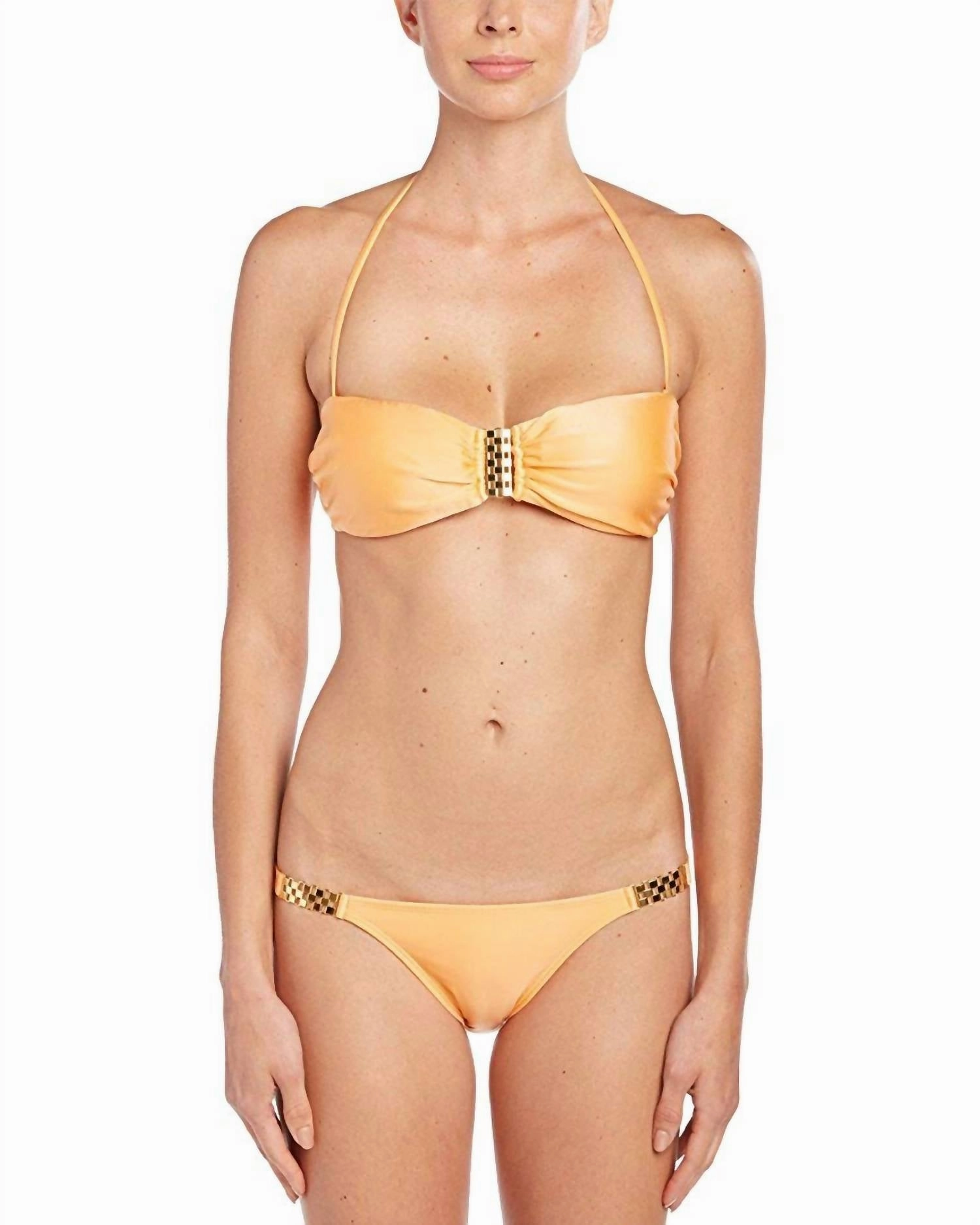 Solid Detail Full Cut Bikini Bottom In Orange