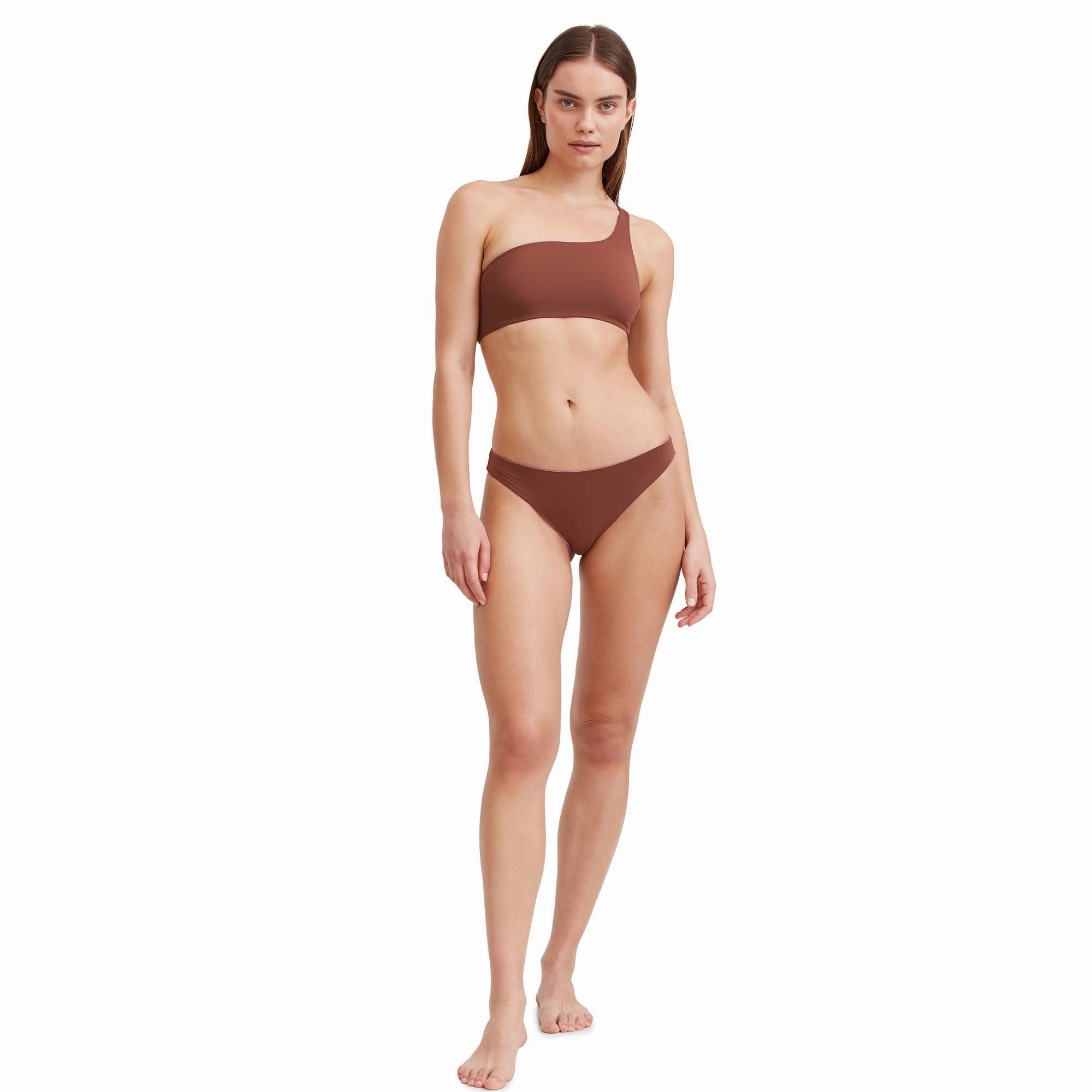 Solid Reversible One Shoulder Bikini Swim Top