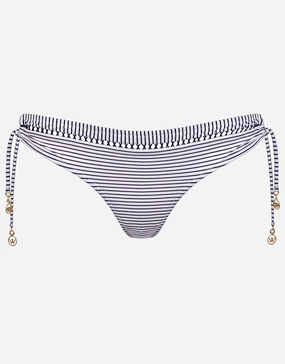 Strawberry Kiss Tie Side Bikini Pant -  White Night Blue