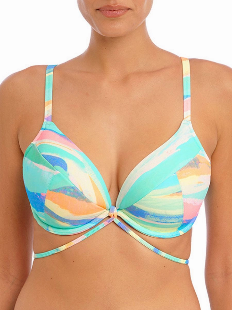 Summer Reef Padded Plunge Bikini Top - Aqua