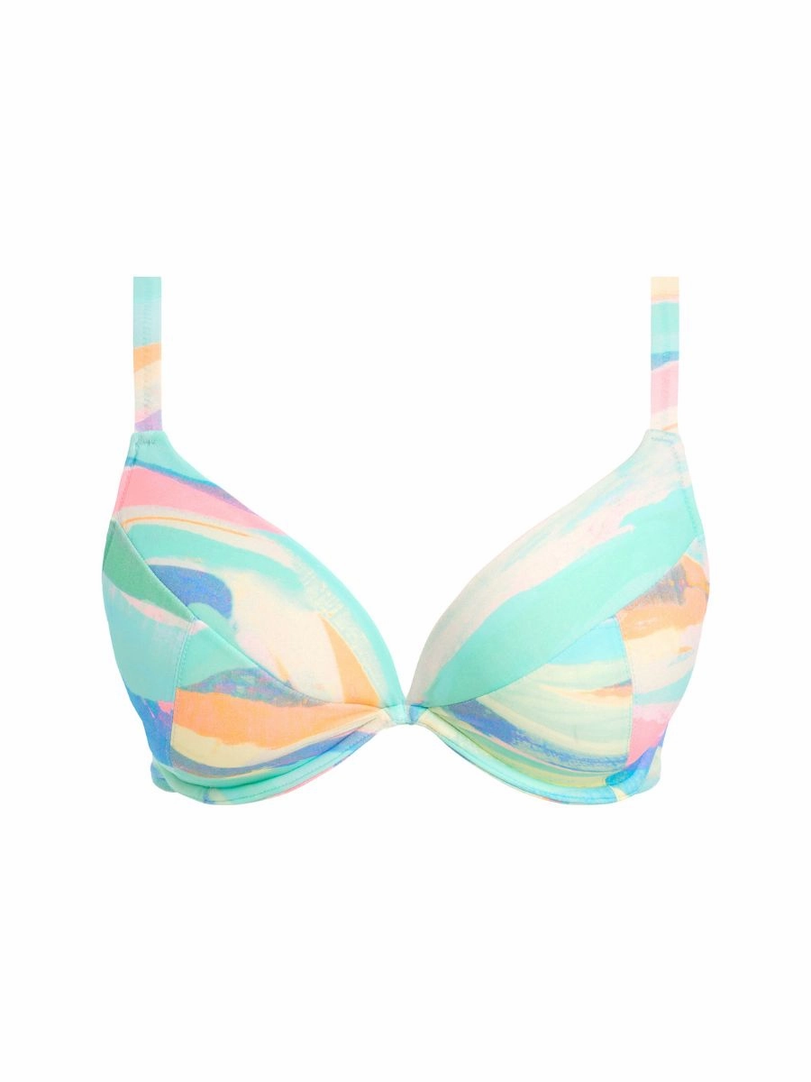 Summer Reef Padded Plunge Bikini Top - Aqua