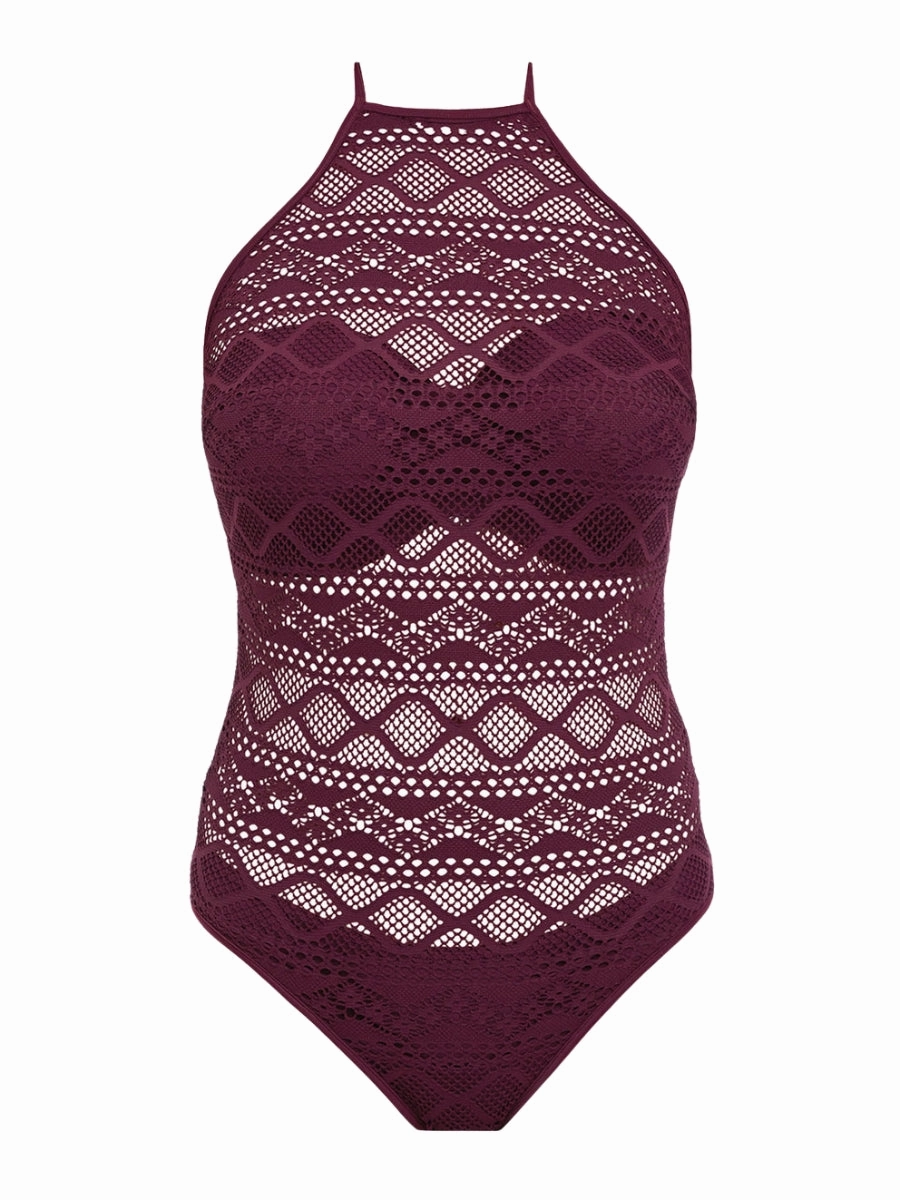 Sundance High Neck Swimsuit - Black Cherry