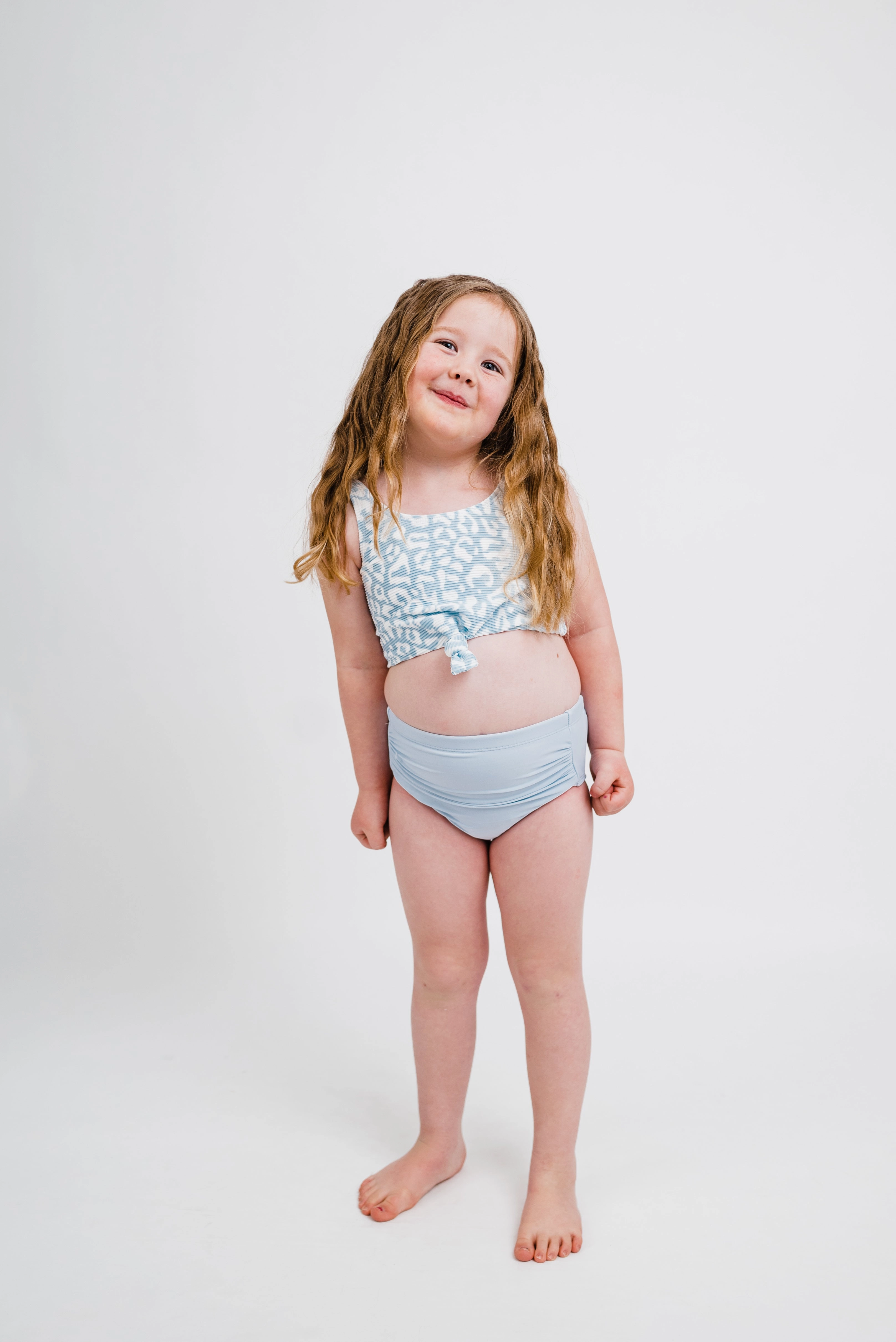The Mini Traveler Top | Powder Blue Leopard Print