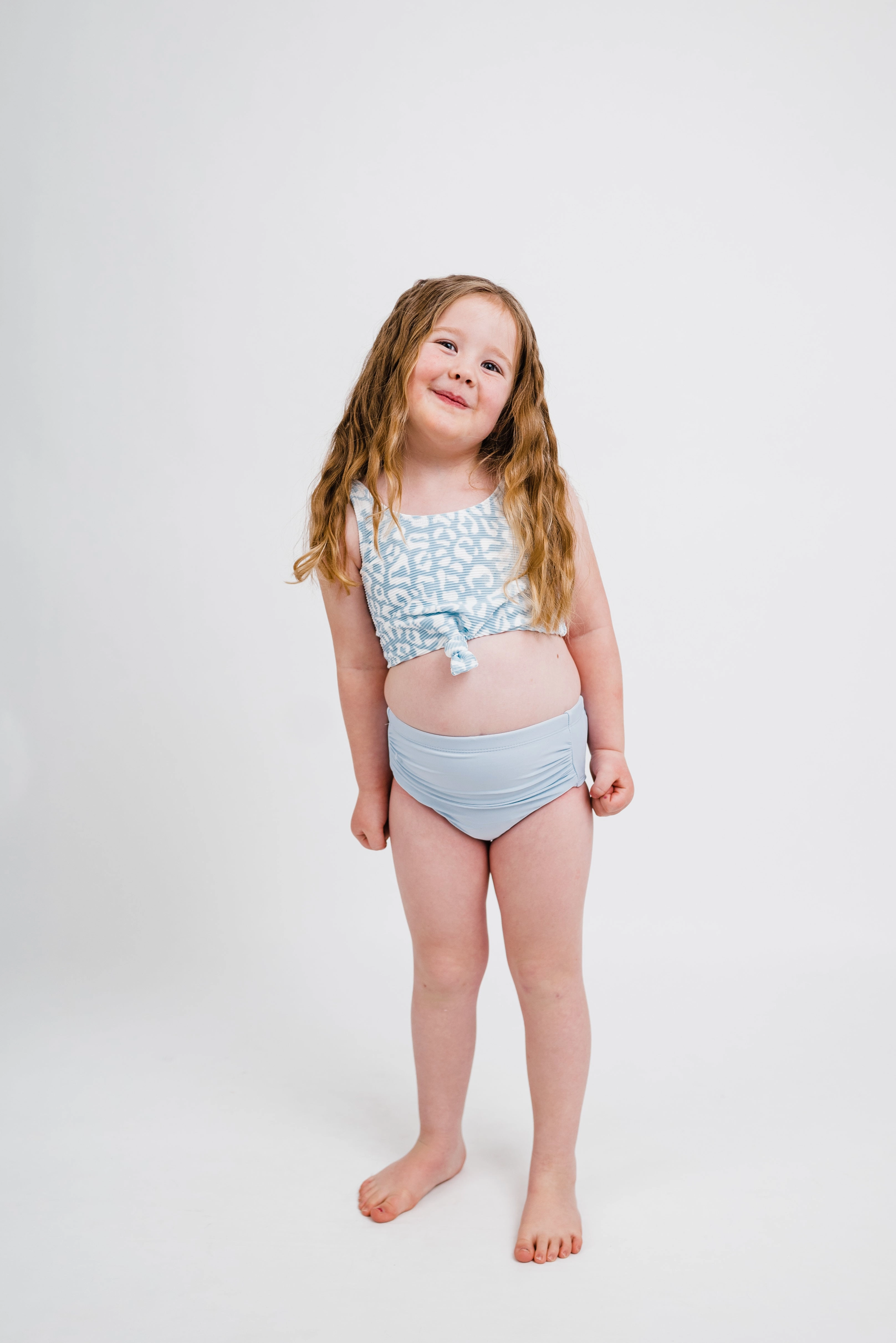 The Mini Traveler Top | Powder Blue Leopard Print