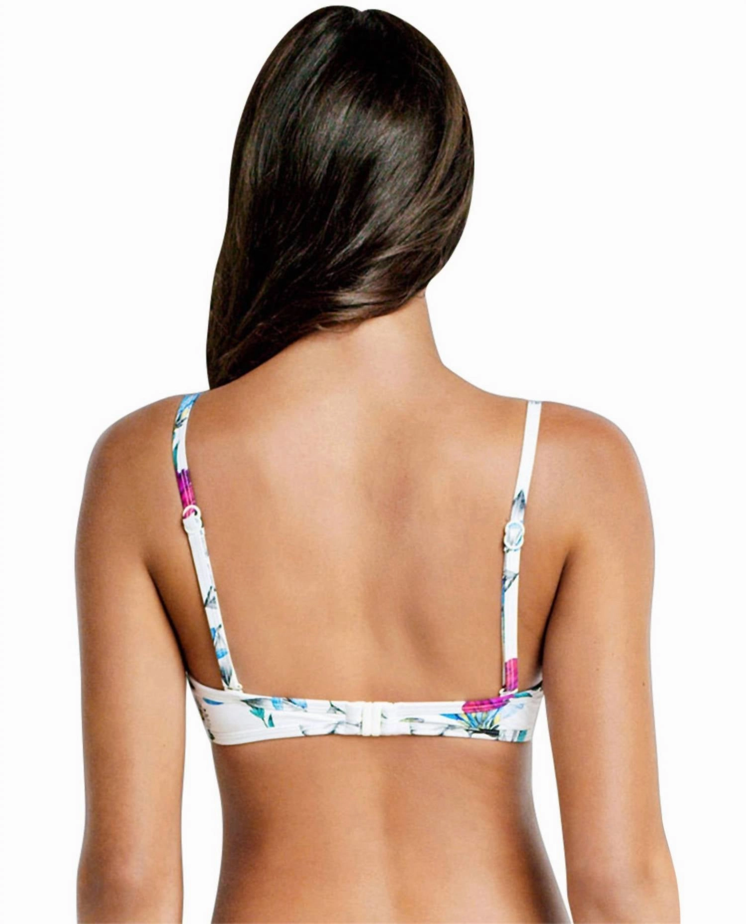 Tie Front Bralette Bikini Top In Sea Flower Festival White