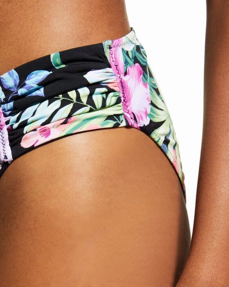 Tommy Bahama Bikini Bottom Women's XL Black Tropical Reversible Swimwear ERK562