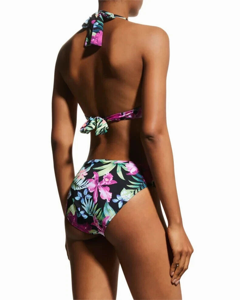 Tommy Bahama Bikini Bottom Women's XL Black Tropical Reversible Swimwear ERK562