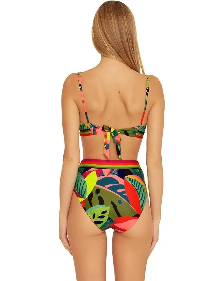 Trina Turk Rainforest Swim Bottom Women's 12 Multicolor Banded High-Waist ERK226