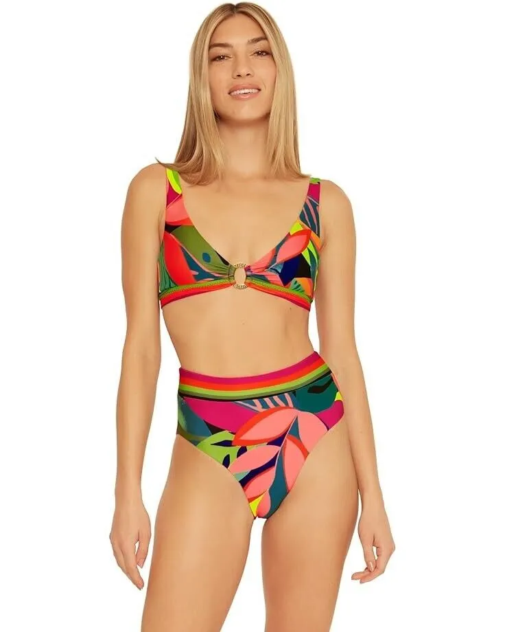 Trina Turk Rainforest Swim Bottom Women's 12 Multicolor Banded High-Waist ERK226