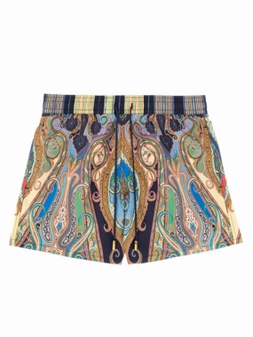 Vibrant Paisley Pattern Boxer Swimsuit