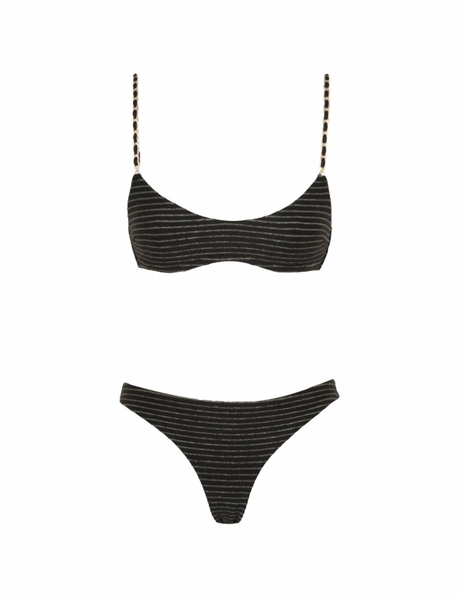Waverly Chain Bikini In Black-Gold