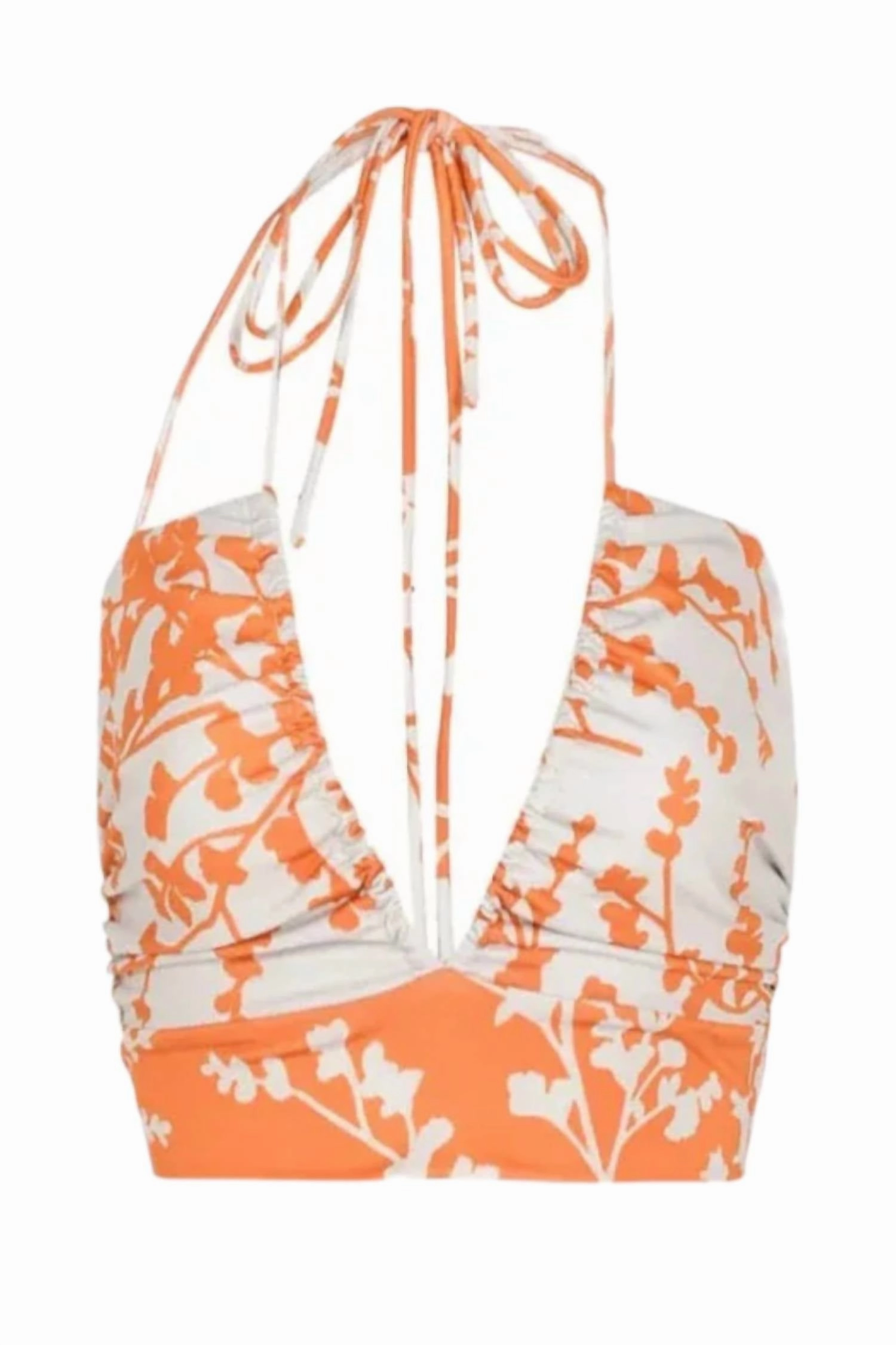 Wokens Hedda Bikini Top In Orange Blossom Branch
