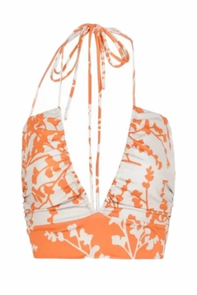 Wokens Hedda Bikini Top In Orange Blossom Branch