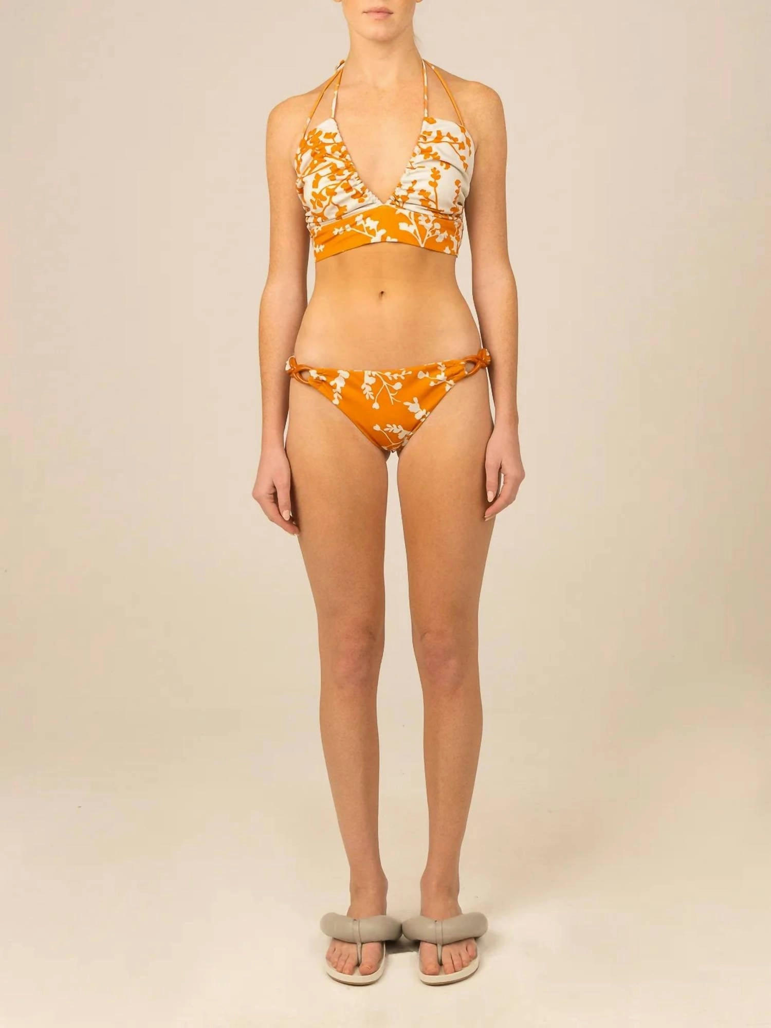 Wokens Hedda Bikini Top In Orange Blossom Branch