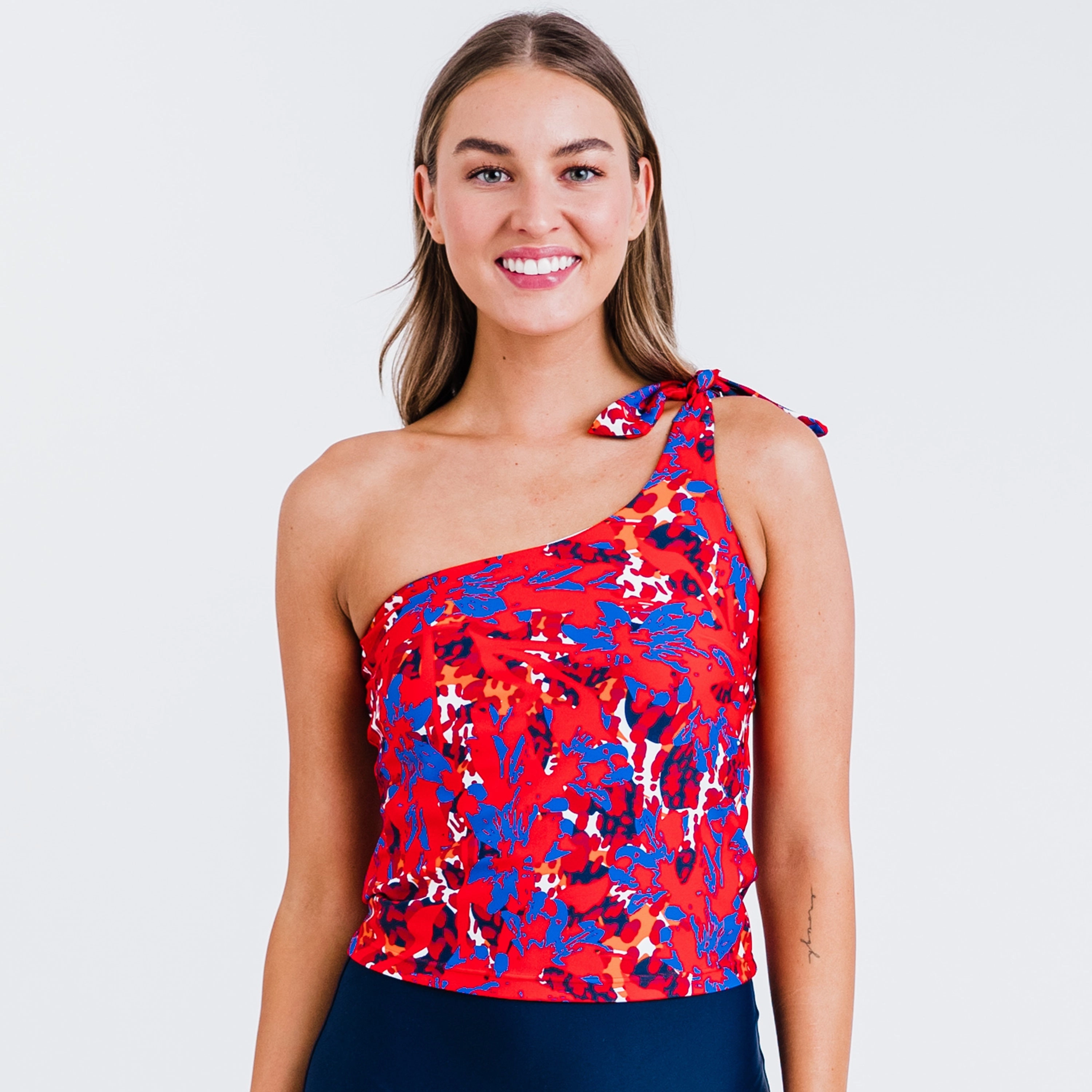 Women's One Shoulder Layla Crop Swim Top With Built In Bra