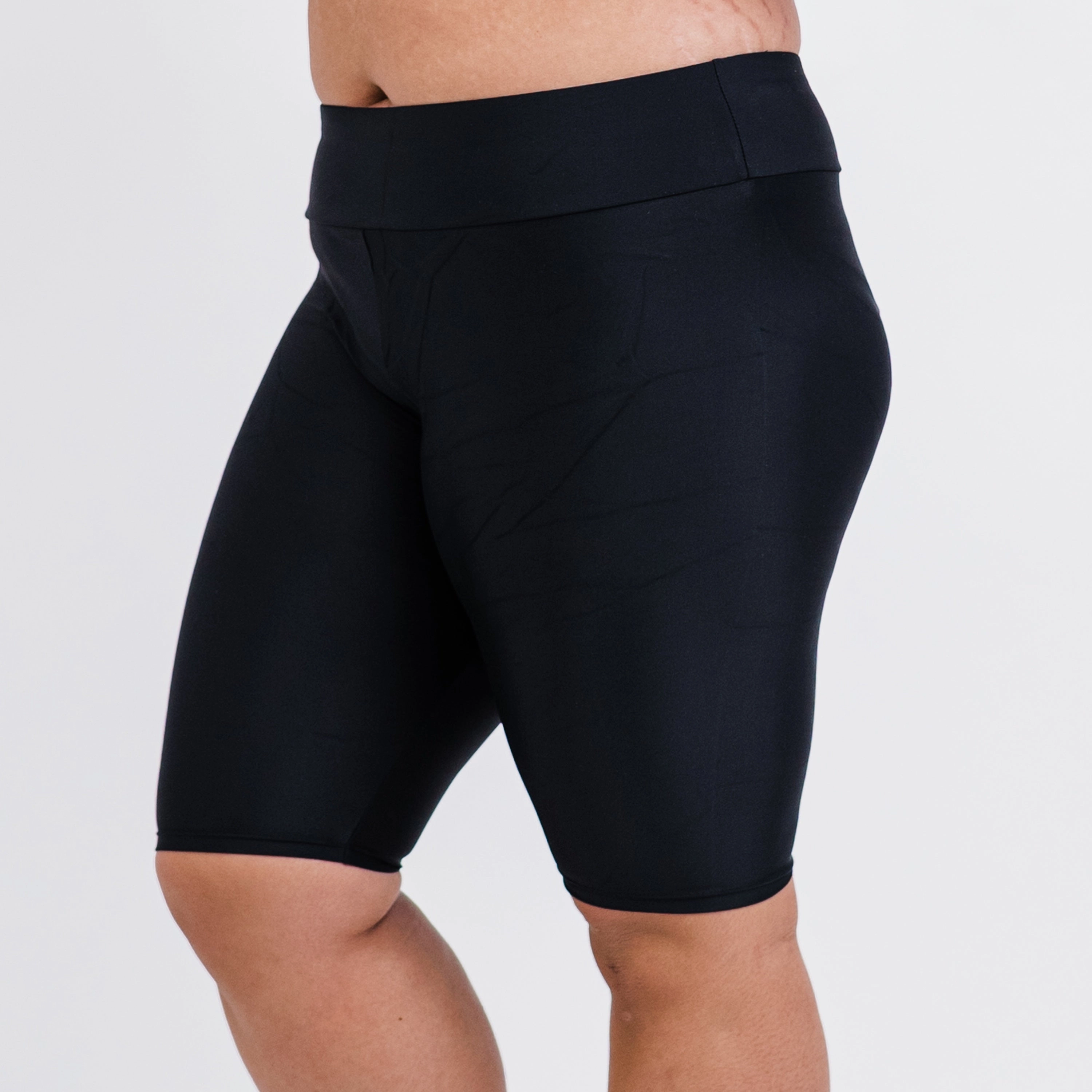 Women's Plus High Waisted Long Bike Swim Shorts