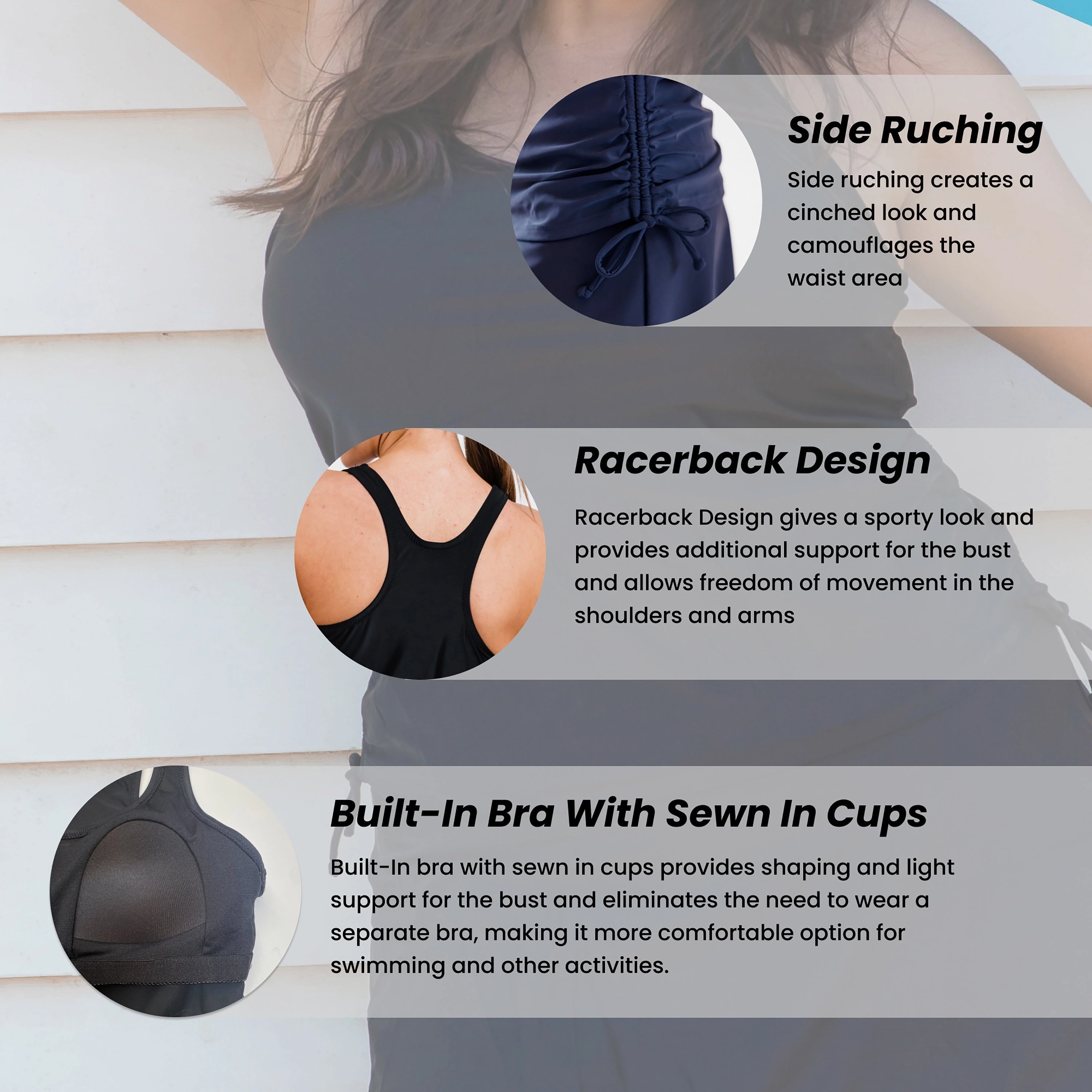 Women's Plus Maya Tankini Swim Top With Built-in Bra - Patterns