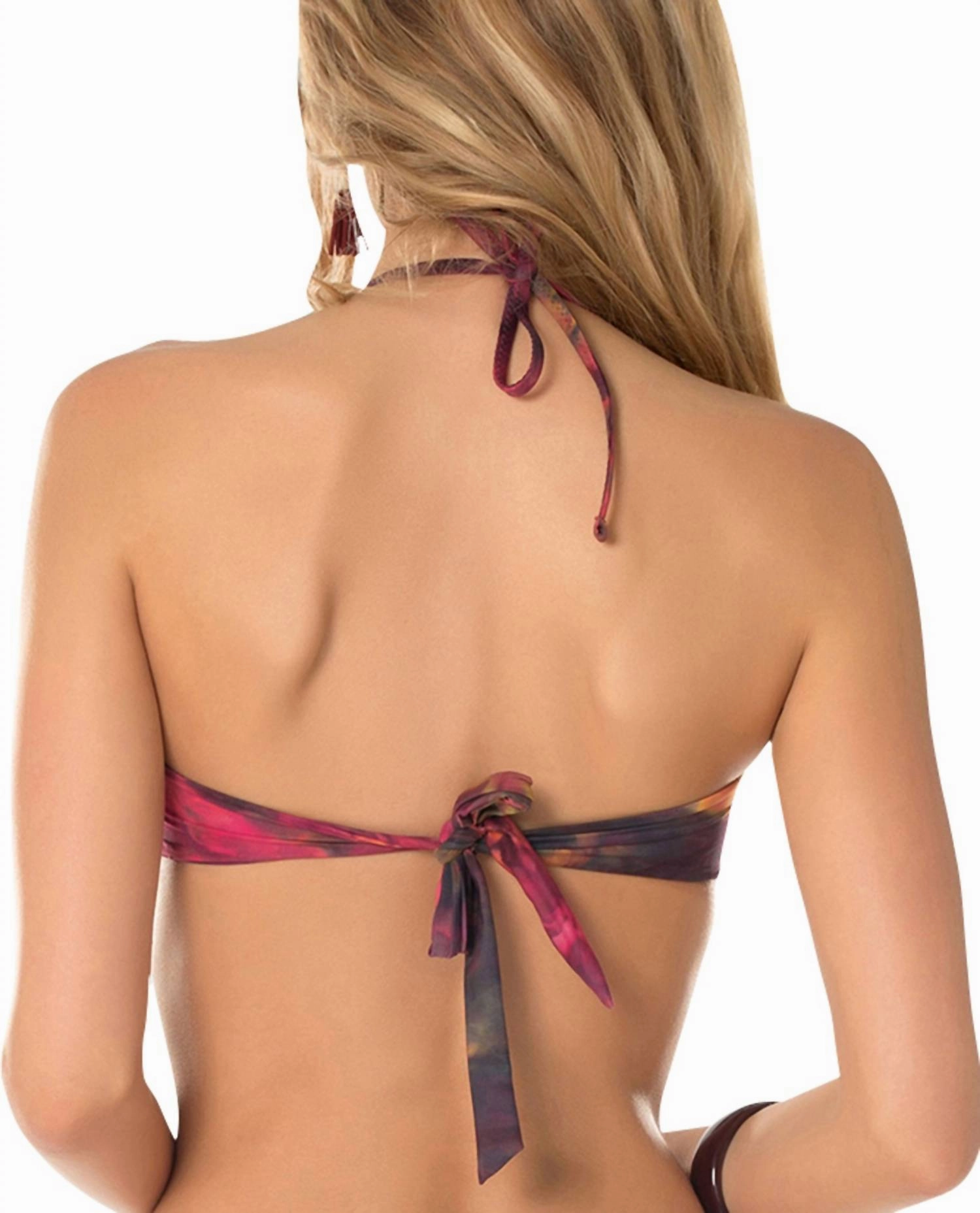 Women's Tie Dye Macrame Halter Bikini Top In Chakra