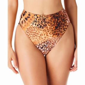 Womens Cheetah Print High-Rise Swim Bottom Separates