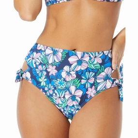 Womens Floral Side-Tie Swim Bottom Separates