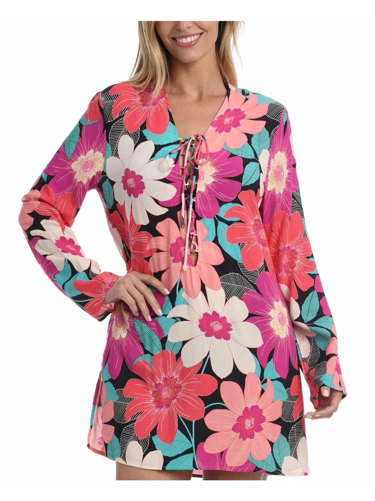 Womens Lace-Up Tunic Cover-Up