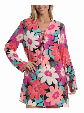 Womens Lace-Up Tunic Cover-Up