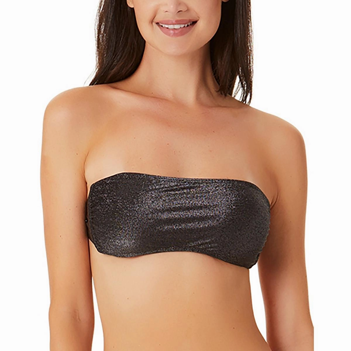 Womens Metallic Bandeau Bikini Swim Top