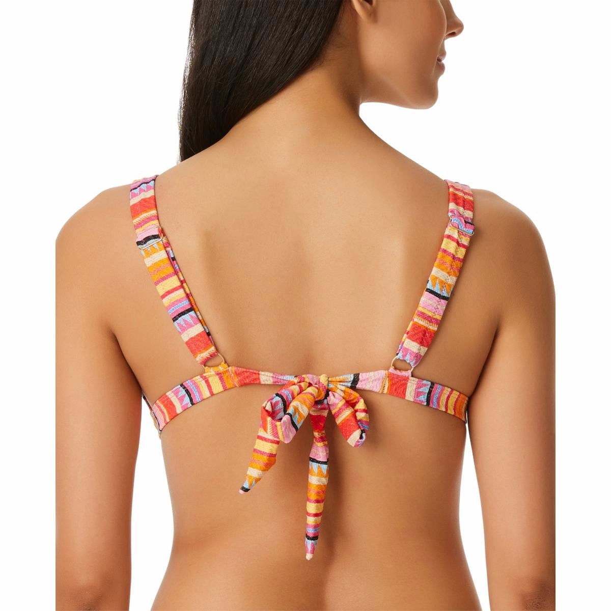 Womens Metallic Striped Bikini Swim top