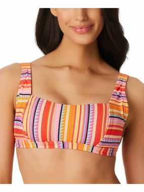 Womens Metallic Striped Bikini Swim top