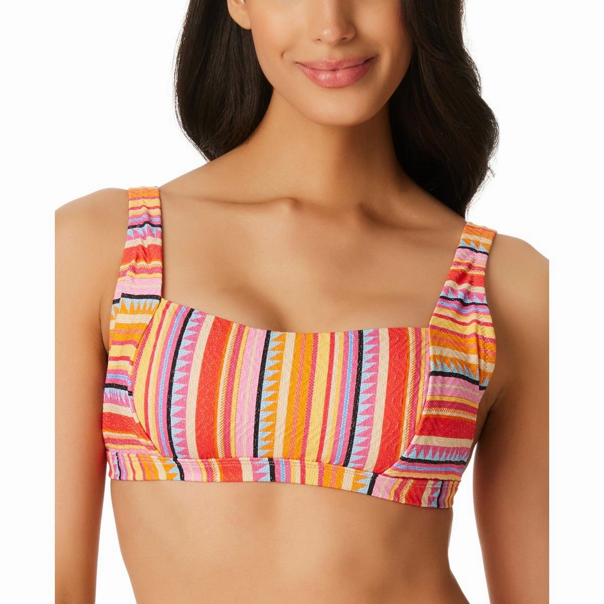 Womens Metallic Striped Bikini Swim top