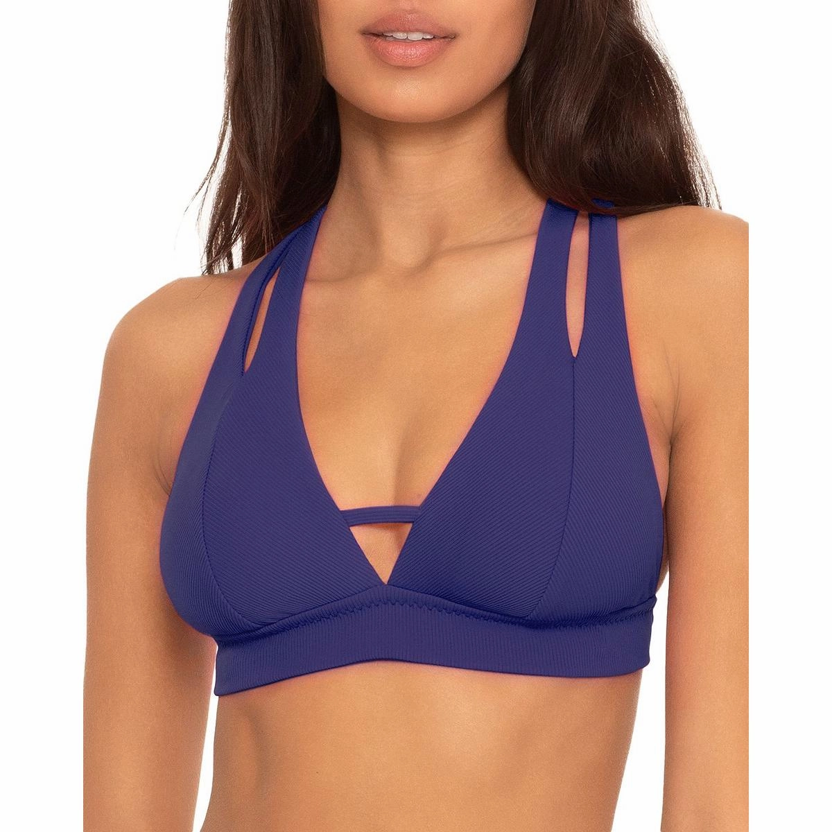 Womens Plunge Halter Bikini Swim Top