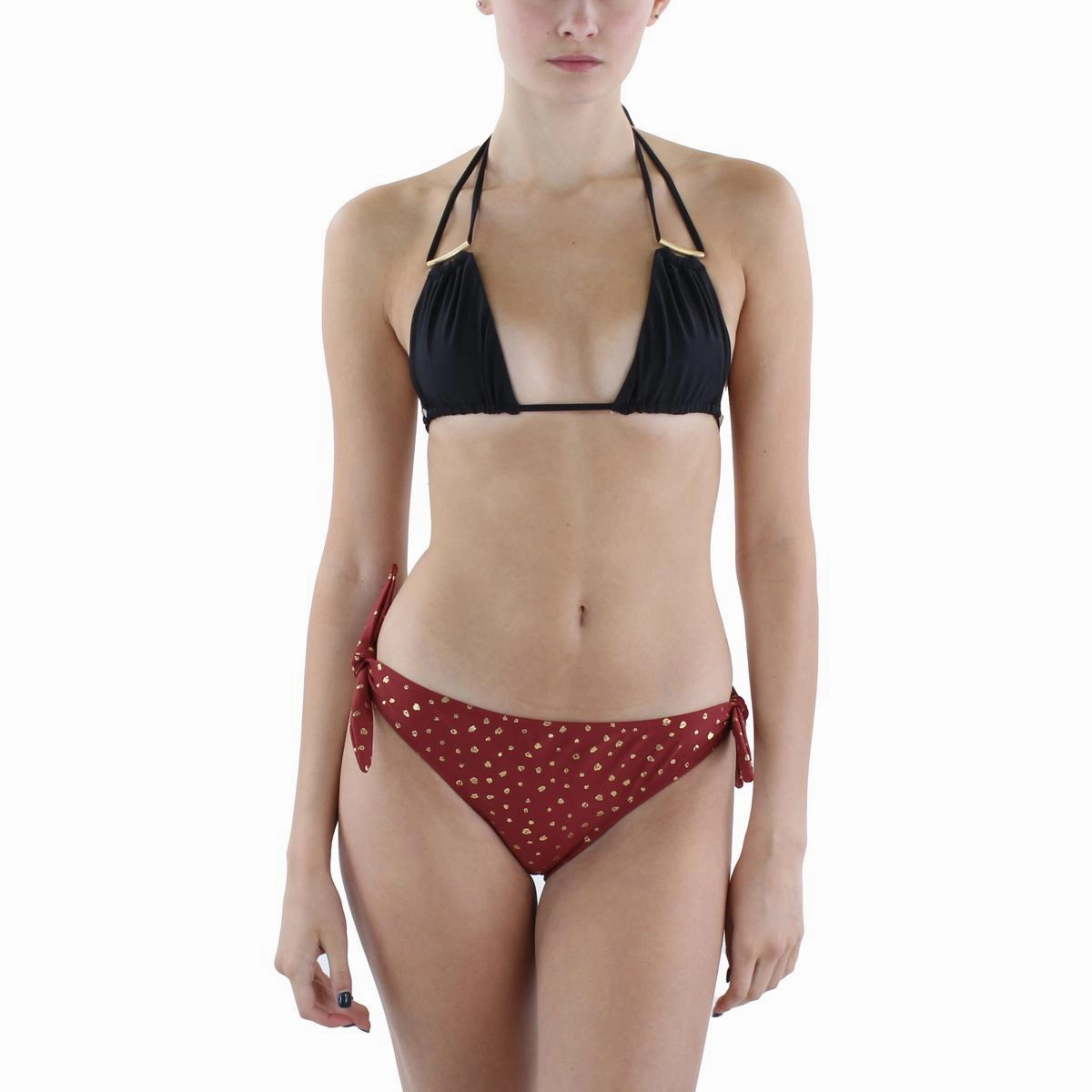 Womens Printed Metallic Swim Bottom Separates